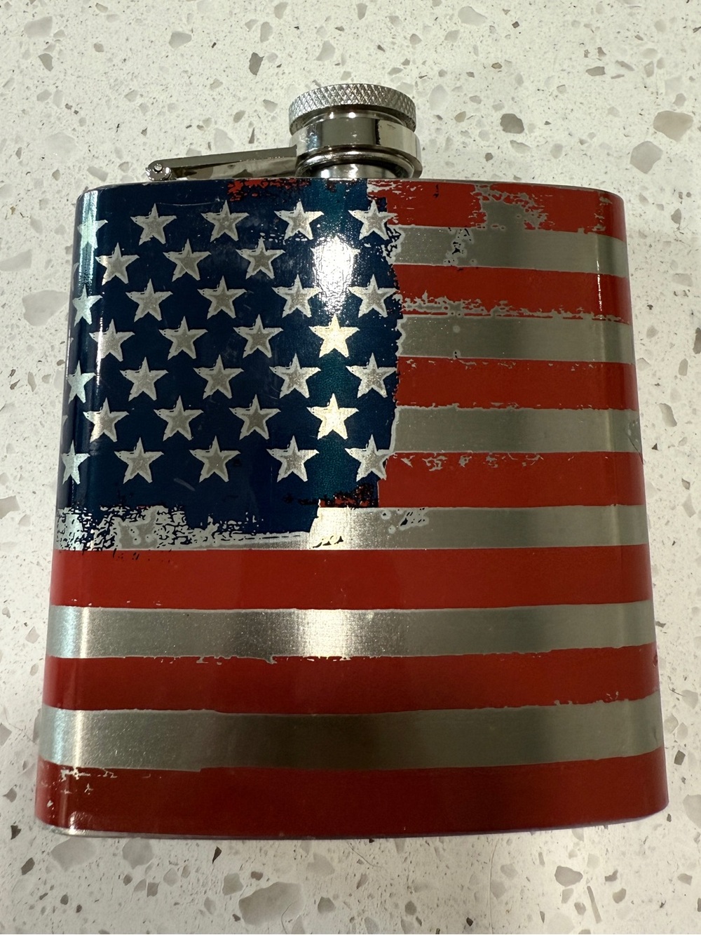 American Flag Stainless Steel Flask 6oz Patriotic USA Red White Blue